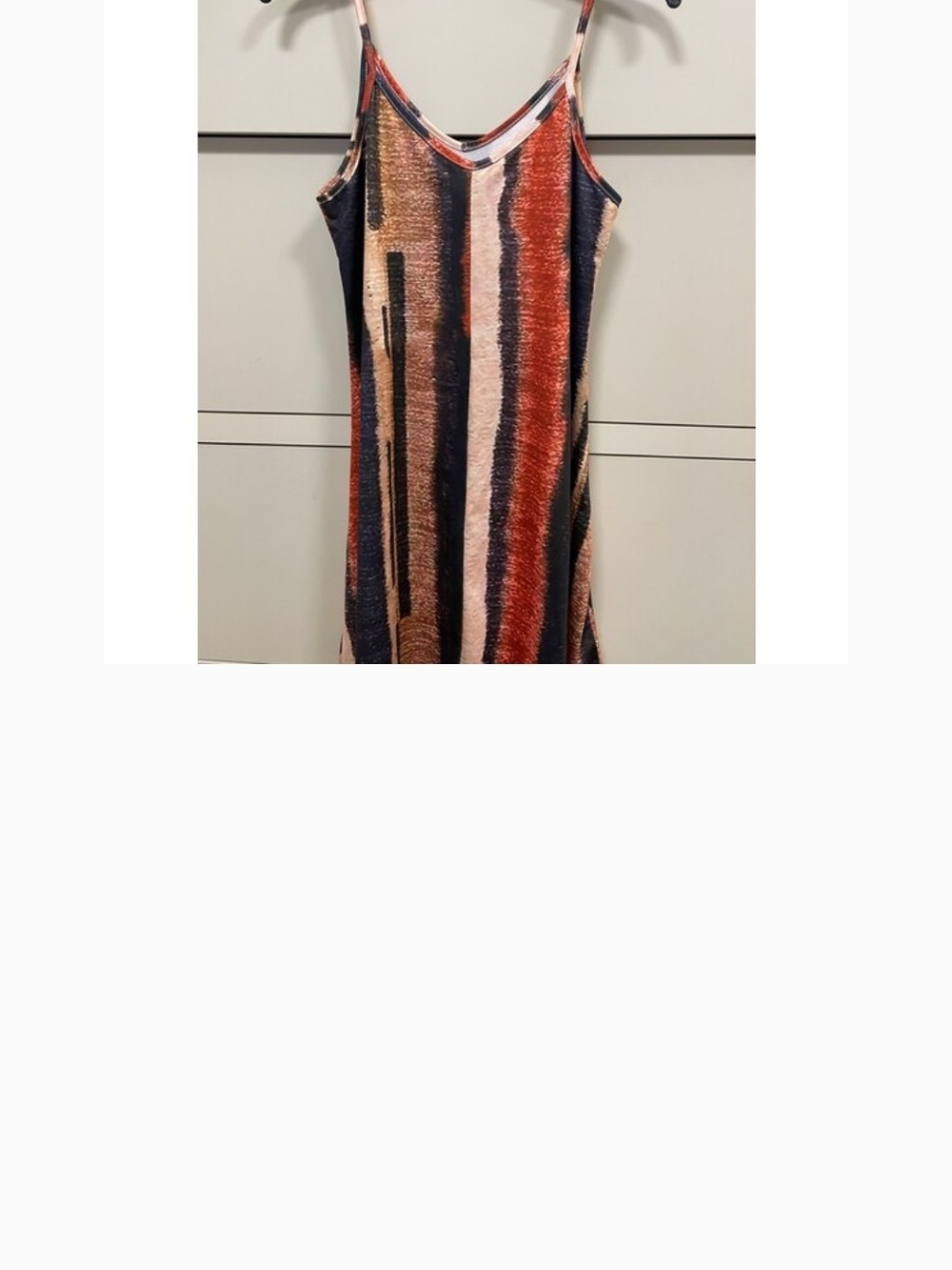 Striped V-Neck Slip Dress in Rust and Navy